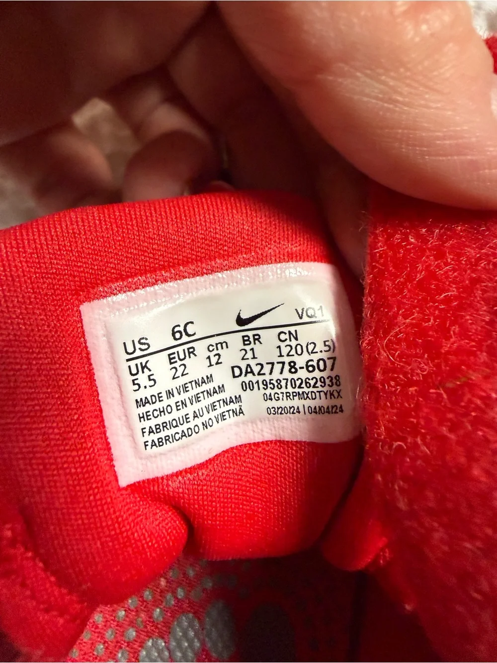 Nike Kids Red and Gray Velcro Athletic Sneakers